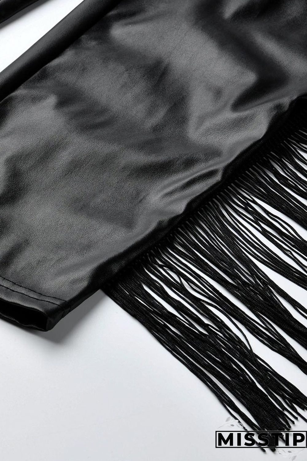 Wine Red PU OL Patchwork Solid tassel Zippered Stitching Zipper Tassel Plus Size