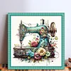 (Stamped/Counted) Retro Floral Sewing Machine - 14CT/18CT Cross Stitch 40*40cm/15.75*15.75in