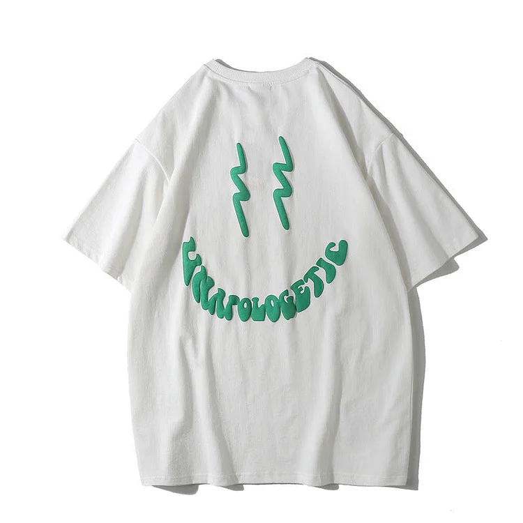Man Summer T Shirt Cartoon Smiley Print