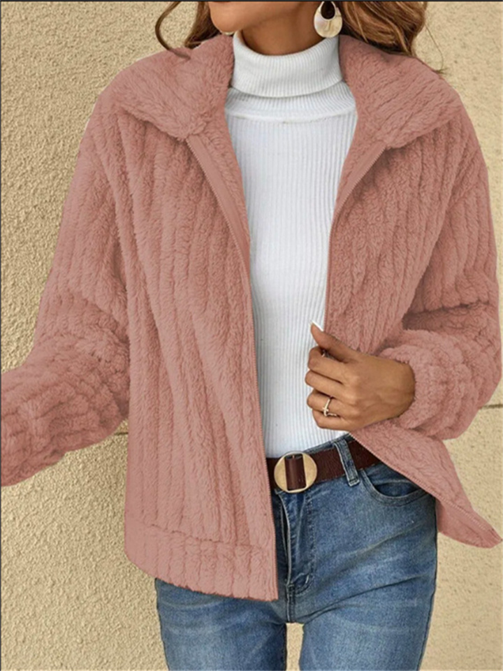 Women's Fall and Winter New Pitched Stripe Wool Sweater Cardigan Lapel Short Jacket