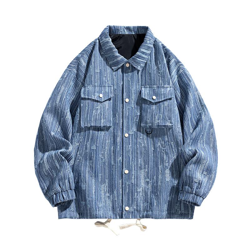 Large Denim Jacket For Men's Work Jacket For Vintage Men's Loose Fitting Upper Garment For Men