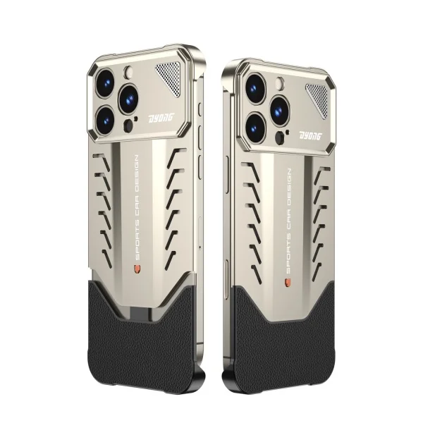 Aluminum Alloy Nappa Leather Buckle Heat Dissipation And Anti-fall iPhone Case