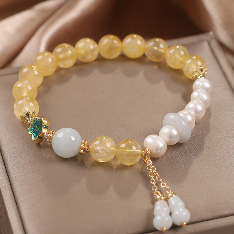 Fringed Citrine Pearl Bracelet