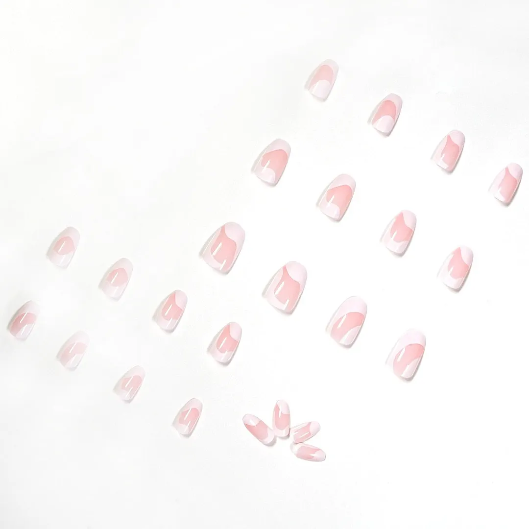 24pcs White French Style Fake Nails Full cover Fake Nails Glue DIY Manicure Nail Art Tools-Nail Inspo
