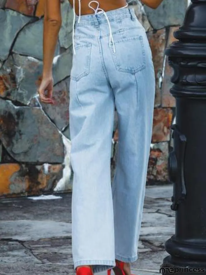 Women's Jeans Fashion Ripped High Waist Jeans