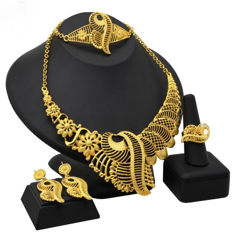 Gold Plated Necklace Earrings Ring Bracelet Set | Oxredo Shop Ramadan Sale