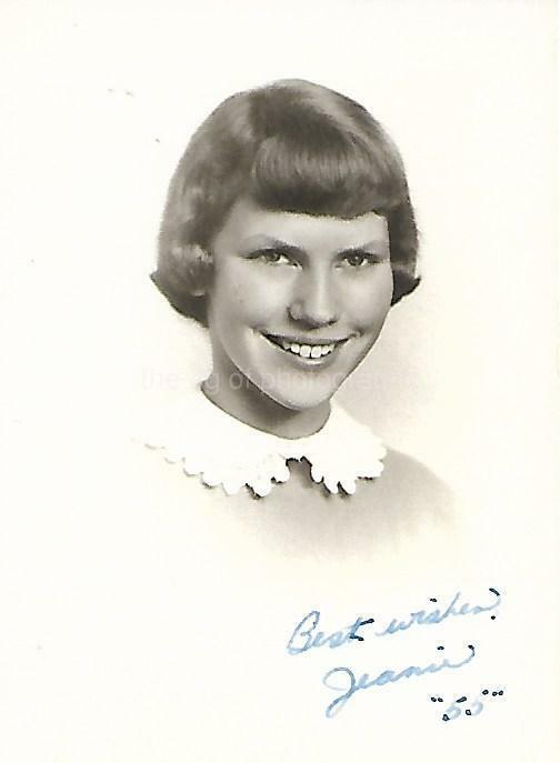 Found Photo Poster painting bw 1950's HIGH SCHOOL GIRL Original Portrait YOUNG WOMAN 15 28 V