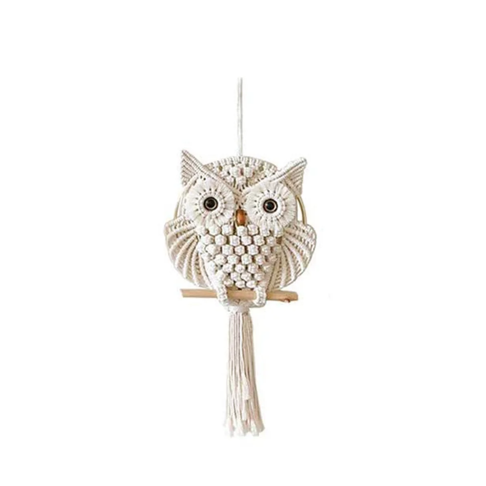 Nigikala Nigikala New Owl Hand Woven Tapestry Wall Trim Bohemian Nordic Home Decor Padded Cotton Rope