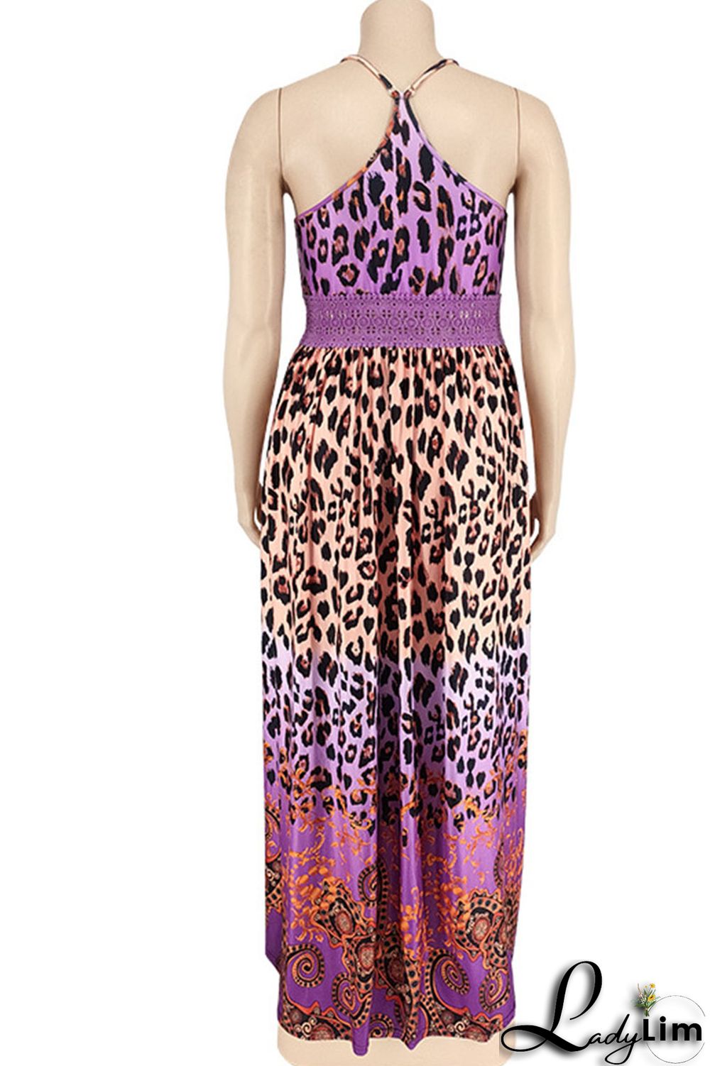 Blue Sexy Print Patchwork Slit Fold Spaghetti Strap Straight Dresses