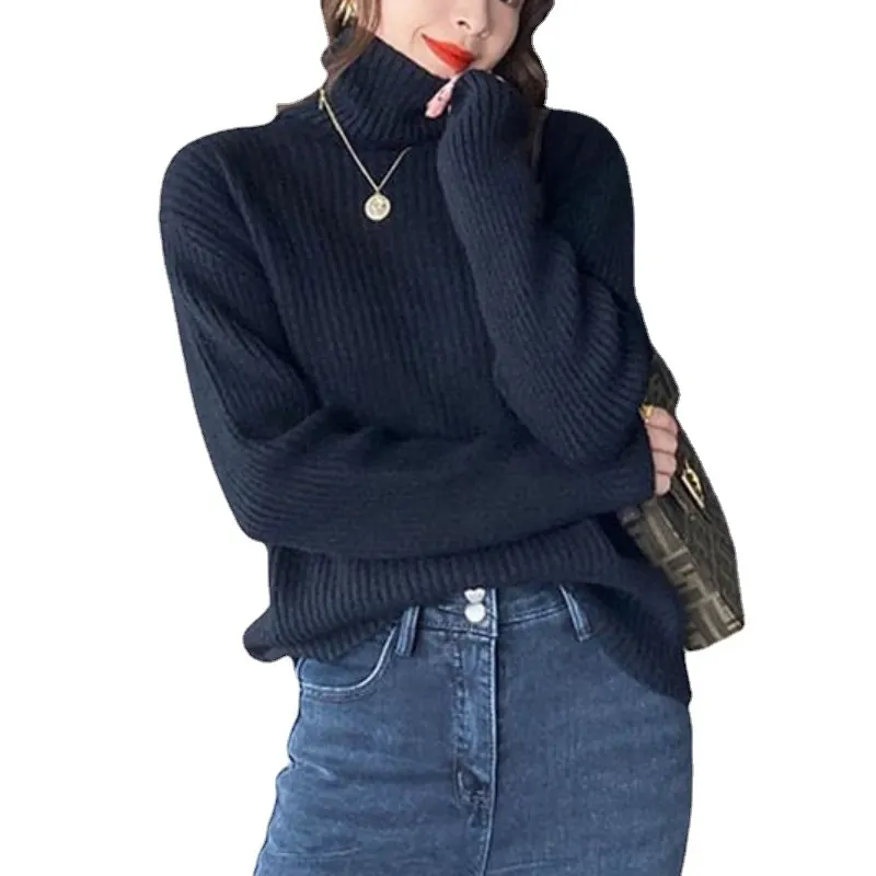 Churchf Churchf Collar Pit Sweater Jacket Qiu Dong Loose Bottom Shirt 2024 Korean New Foreign Style Versatile Set Knitting Dozen
