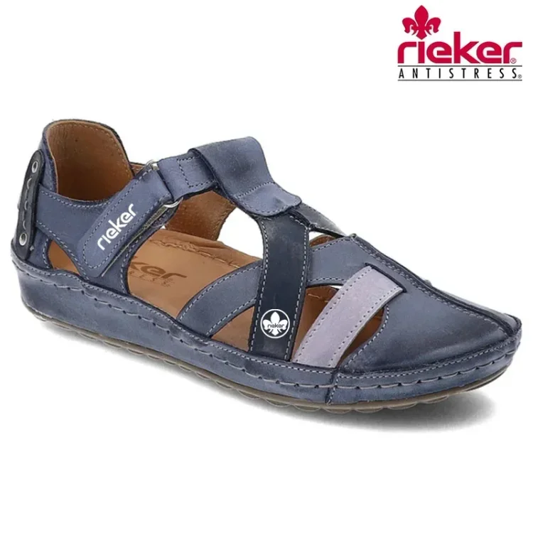 RIEKER@2025 Nowe wygodne sandały damskie, wykonane ze skóry naturalnej