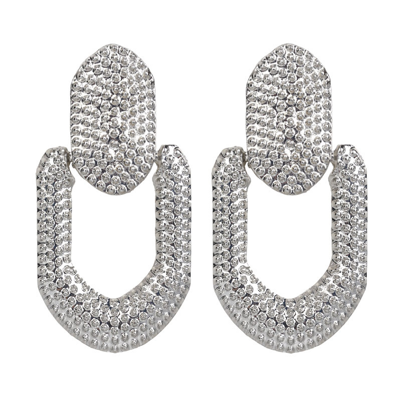 Vintage Exaggerated Metal Frosted Embossed Drop Earrings