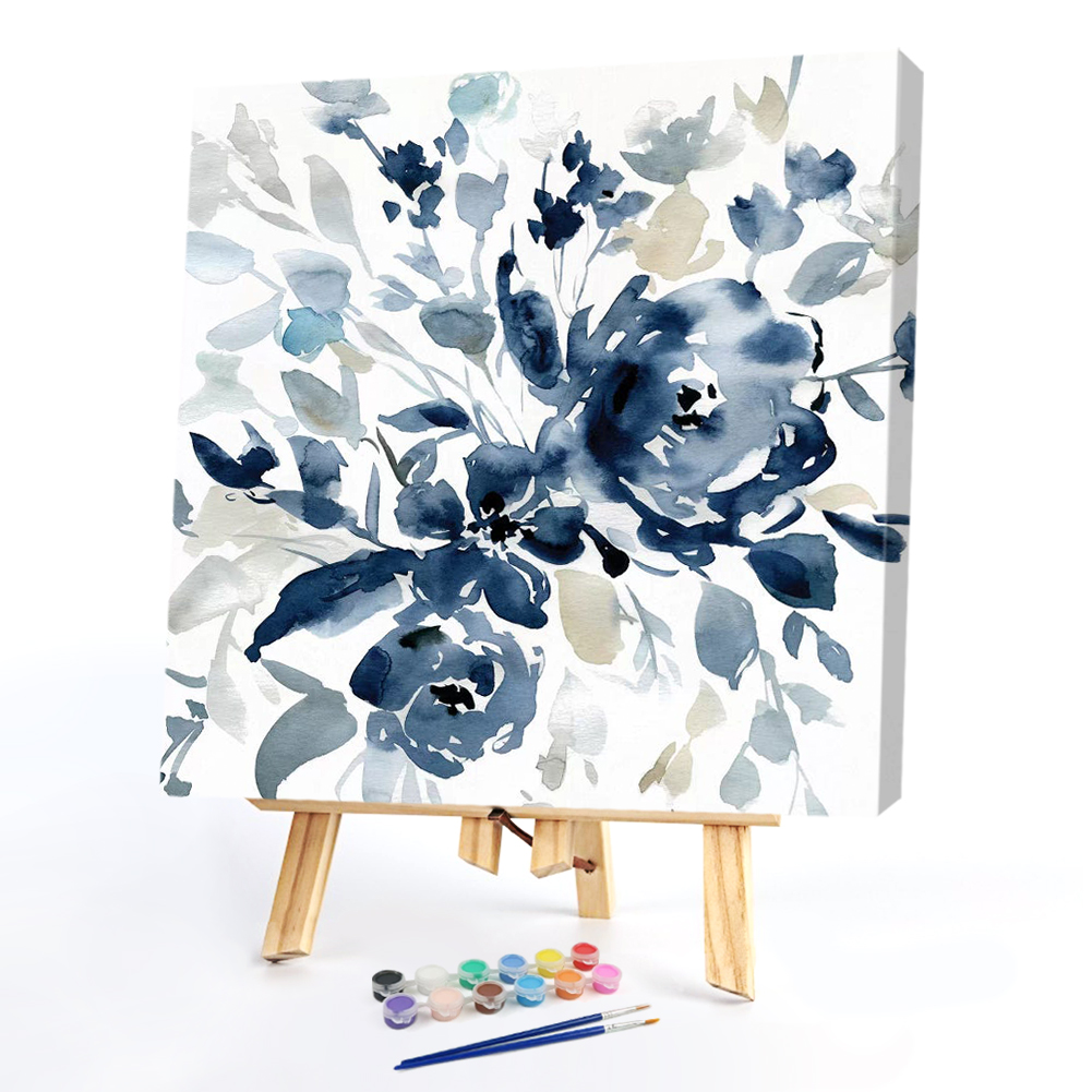 

20*20CM - Paint By Numbers - Ink Flower, 501 Original