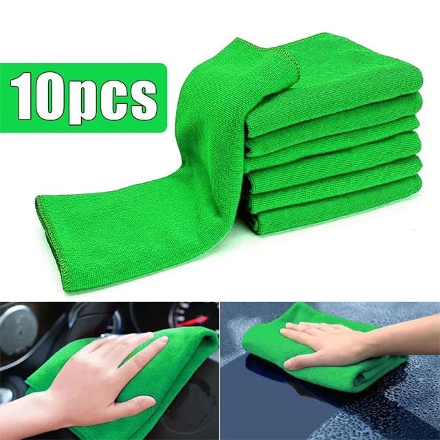 Garlaven 10pcs Soft Green Car Duster Towel Cleaning Cloth 11x11in