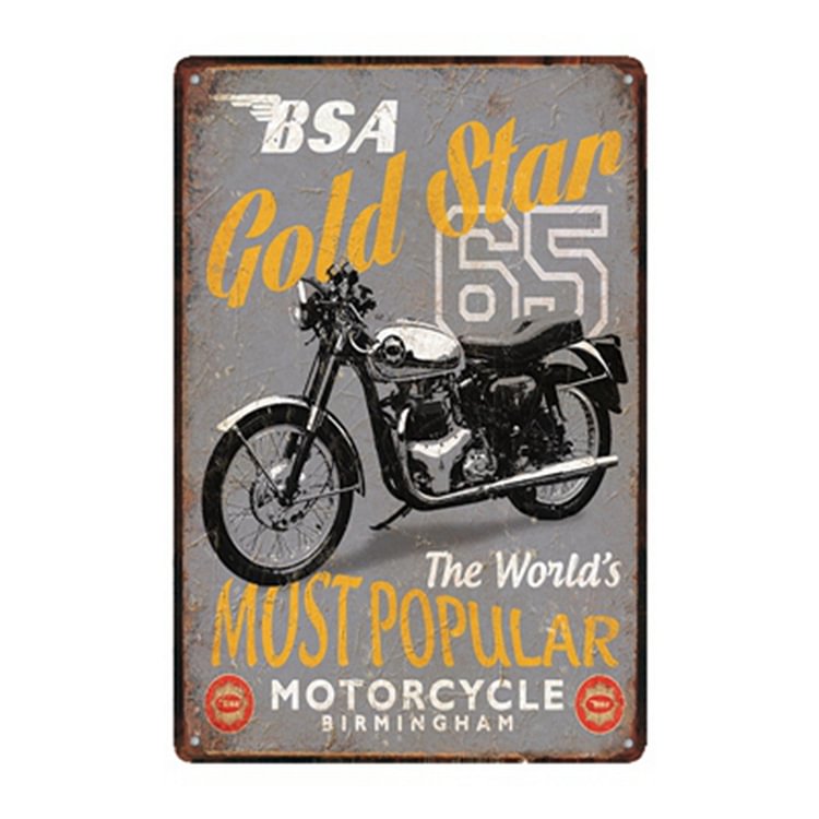 Moto BSA - Enseigne Vintage Métallique/panneaux en bois - 20*30cm/30*40cm