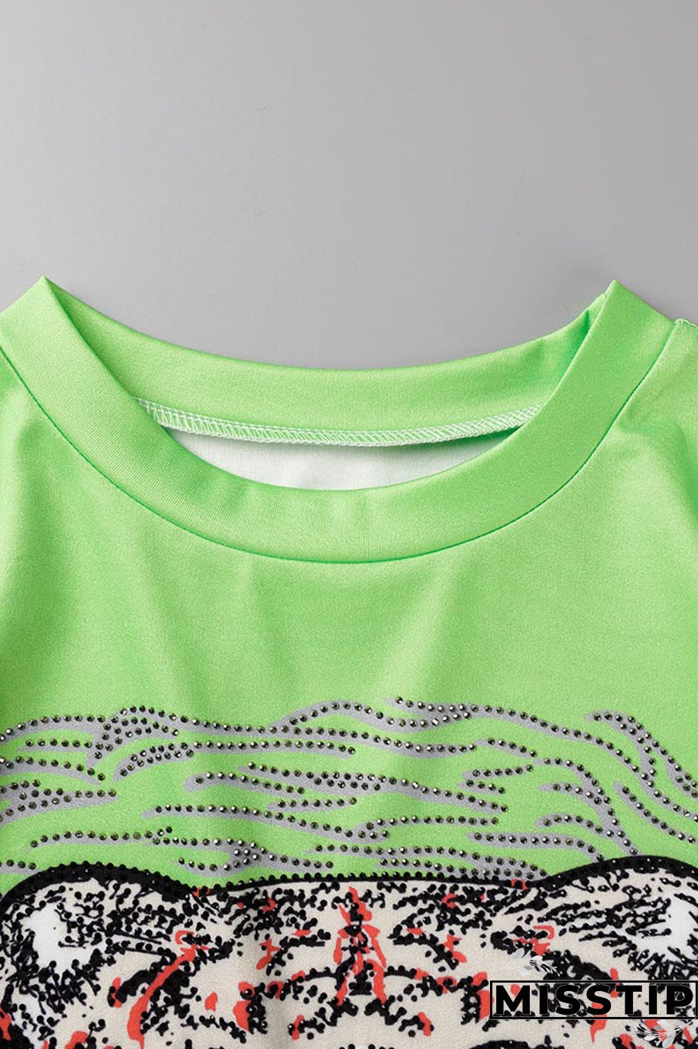 Green Casual Print Patchwork Draw String O Neck Short Sleeve Two Pieces