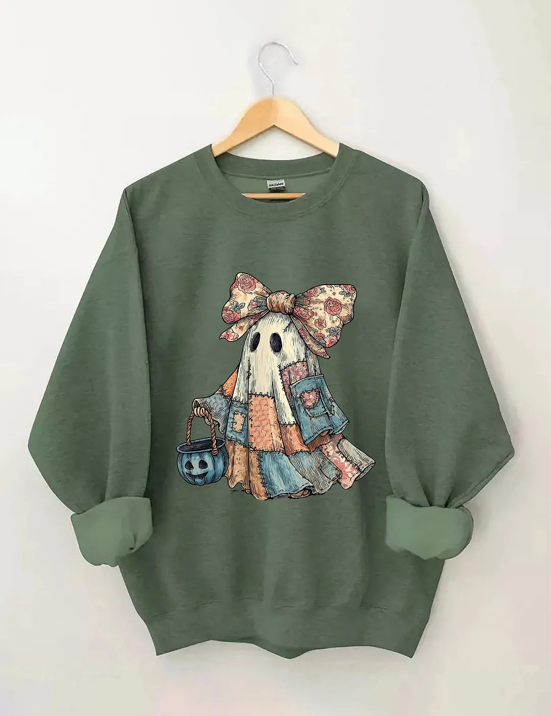 Retro Halloween Blue Denim Ghost Sweatshirt