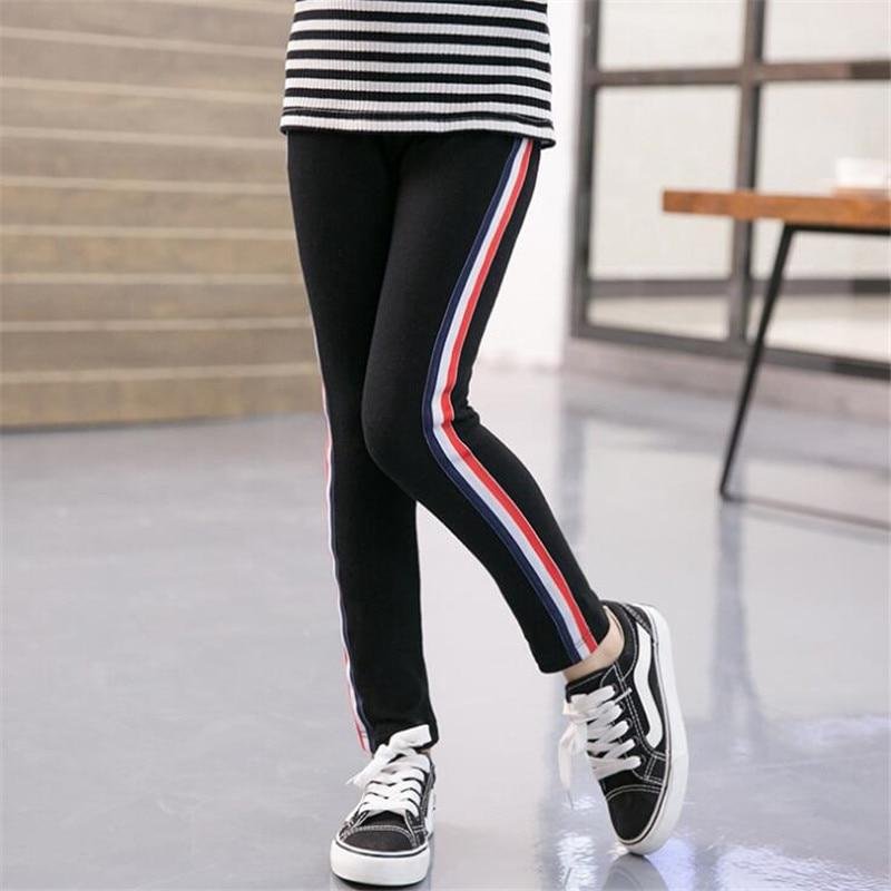 2019 Girls Leggings Kids Pencil Pants Toddler Girl Winter Clothes 3 4 5 6 7 8 9 Years Children Pink Stripe Trousers Cotton Pants