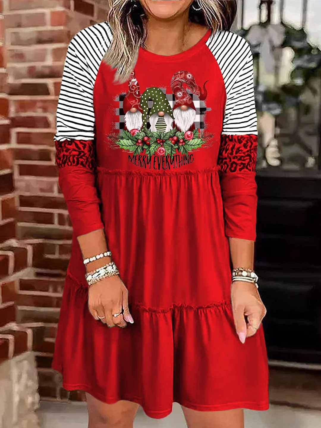 Merry Everthing Gnome Long Sleeve Dress