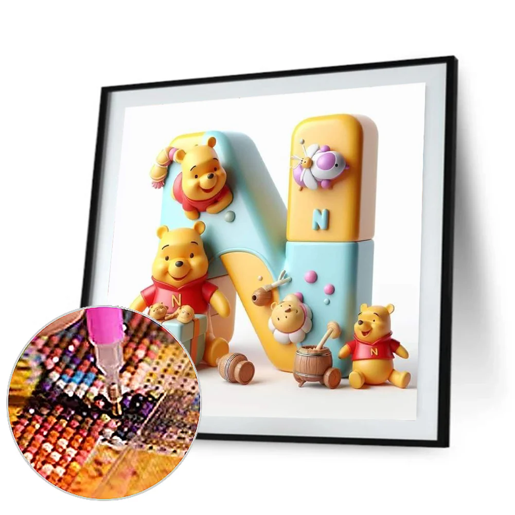 Full Round Diamond Painting 30*30cm - Winnie The Pooh'S 26 Letters N