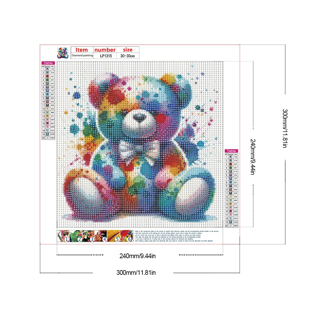 Diamond Painting - Full Round Drill - Rainbow Bear(Canvas|30*30cm)
