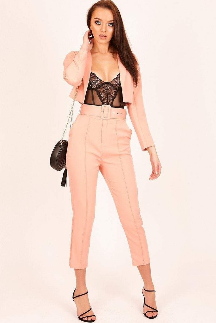 Neon Orange Front Seam Cigarette Trousers Katch Me