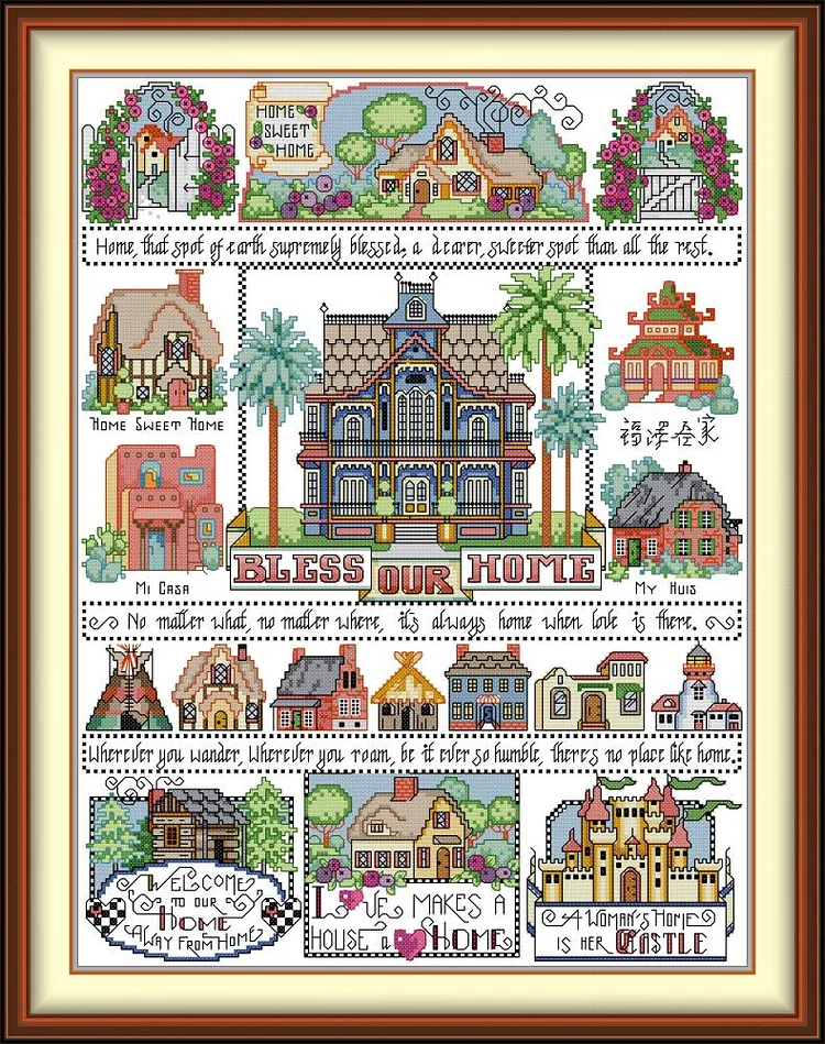 【Joy Sunday Brand】Fukuzawa’s House 38*49cm 14CT Stamped Cross Stitch gbfke