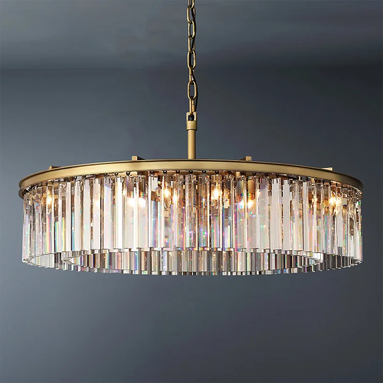 Round 1920s Odeon Crystal Chandelier Dining Room Lighting D43" Vjlight