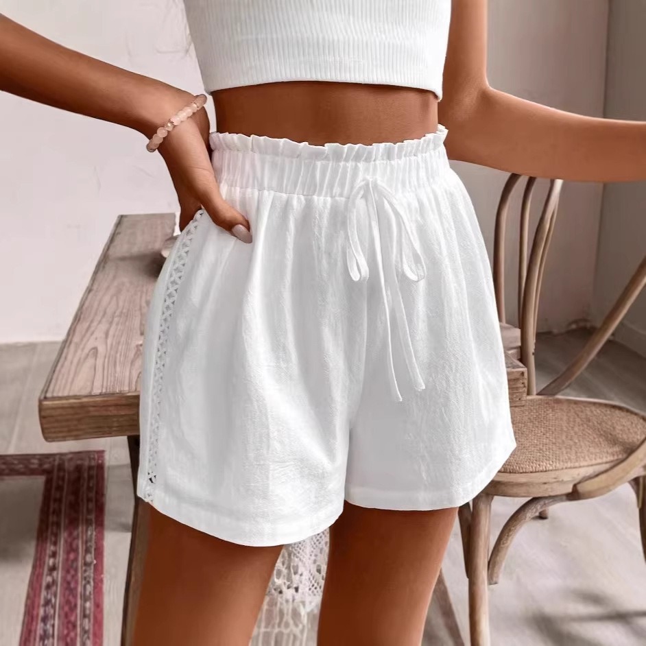 Women's Boho Lace Patchwork Cotton Linen Shorts elevenforest