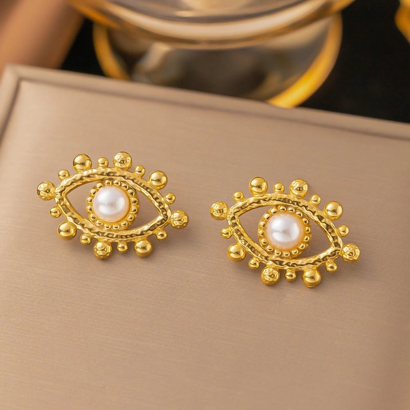 1 Pair Sweet Minimalist Heart Shape Bow Knot Shell Plating Titanium Steel Drop Earrings