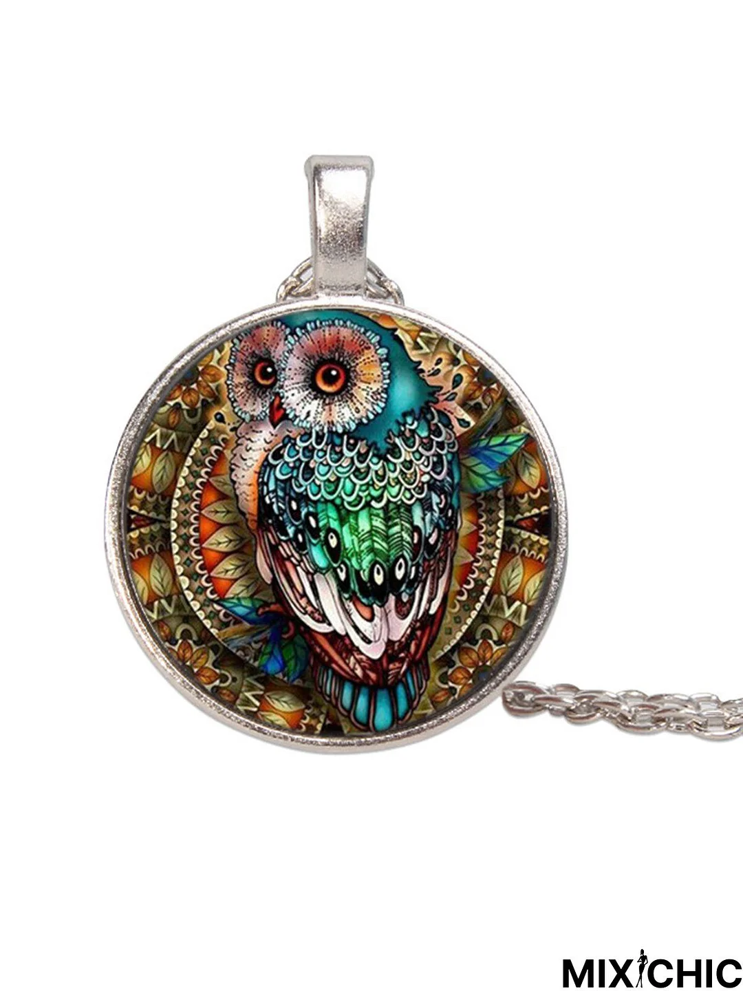 Time Stone Owl Painted Necklace