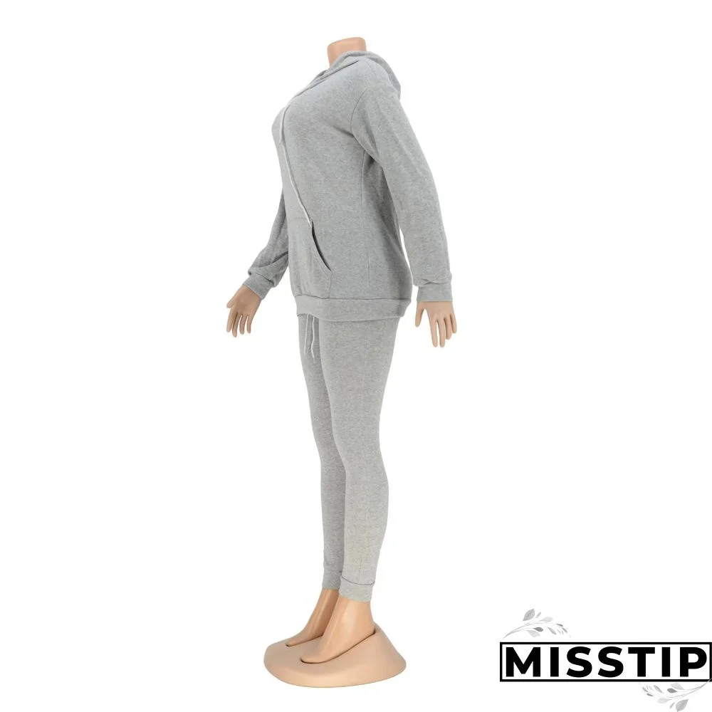 Winter Hooded Sweatshirt Skinny Pants Tracksuit