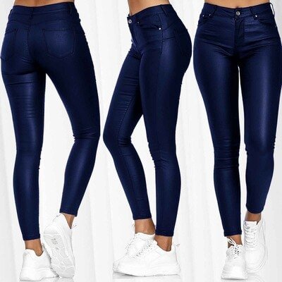 Spring Women Pu Leather Pants Black Sexy Stretch Bodycon Trousers Women High Waist Long Casual pencil pants top S-3XL plus size