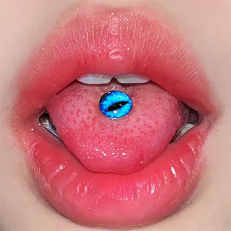 Stainless Steel Devil Eyes Tongue Ring Set