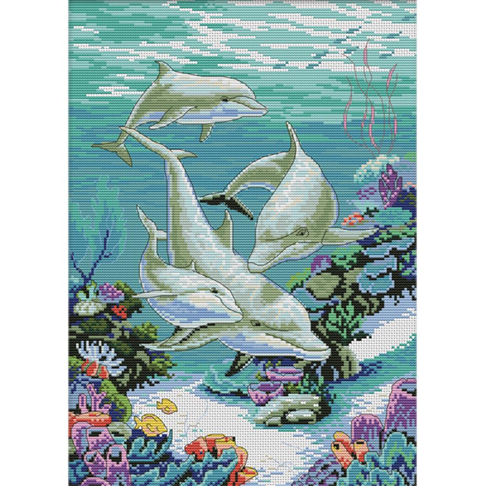 

Underwater World - 11CT Stamped Cross Stitch - 40*54cm, 501 Original