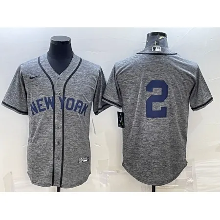 Men's New York Yankees #2 Derek Jeter Grey Cool Base Stitched Jersey 8XHS