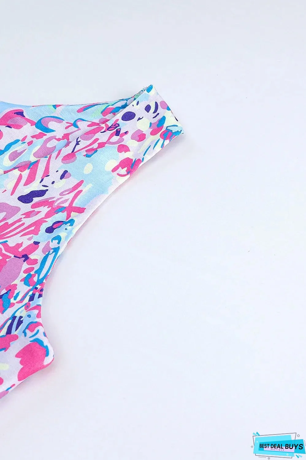 Purple Abstract Floral Print Sleeveless Maxi Dress