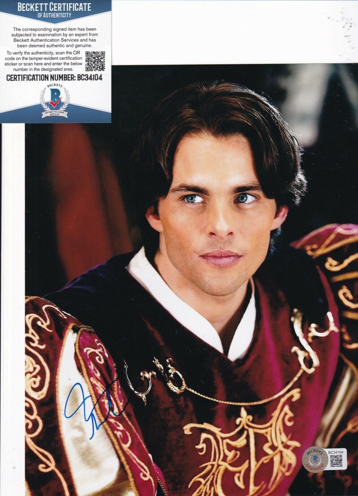 JAMES MARSDEN signed (ENCHANTED) Movie Prince 8X10 Photo Poster painting BECKETT BAS BC34104