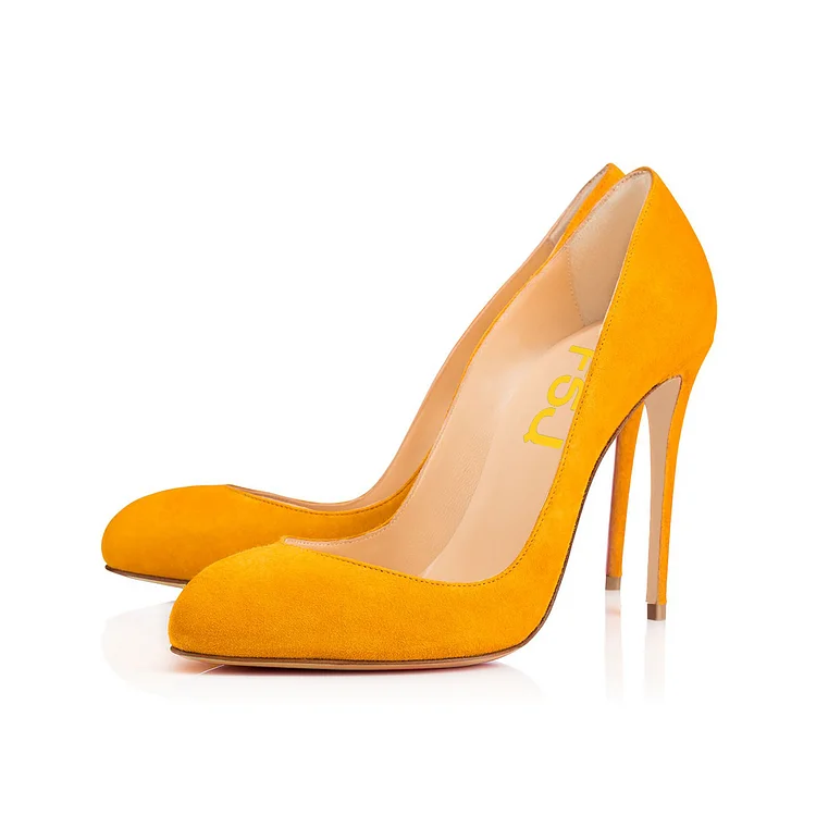 Orange Stiletto Heels Vegan Suede Pumps for Women |FSJ Shoes