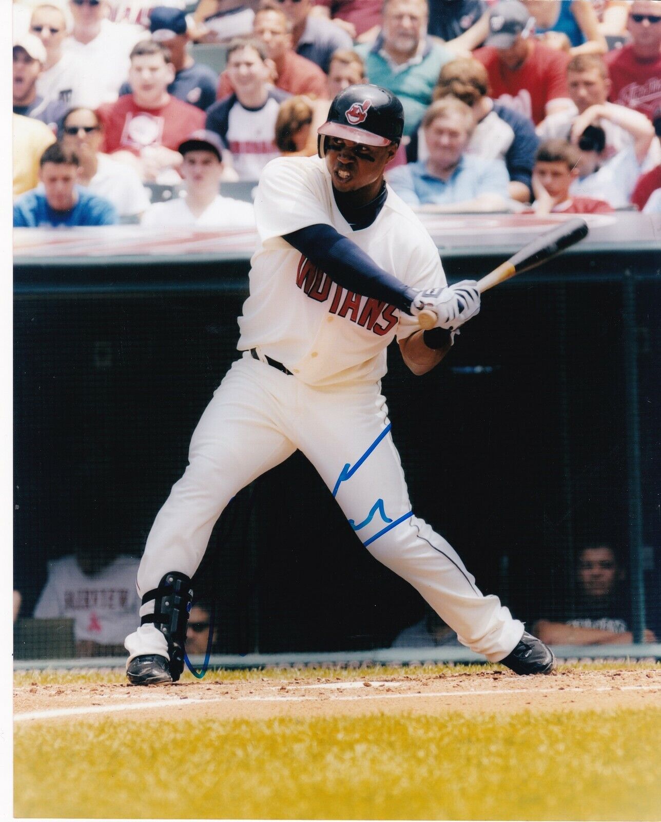 LUIS VALBUENA CLEVELAND INDIANS (DECEASED) ACTION SIGNED 8x10