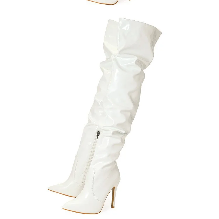 Yyvonne And Summer Big Show Patent Leather With Thin Sharp Head And Female High Heels Boots