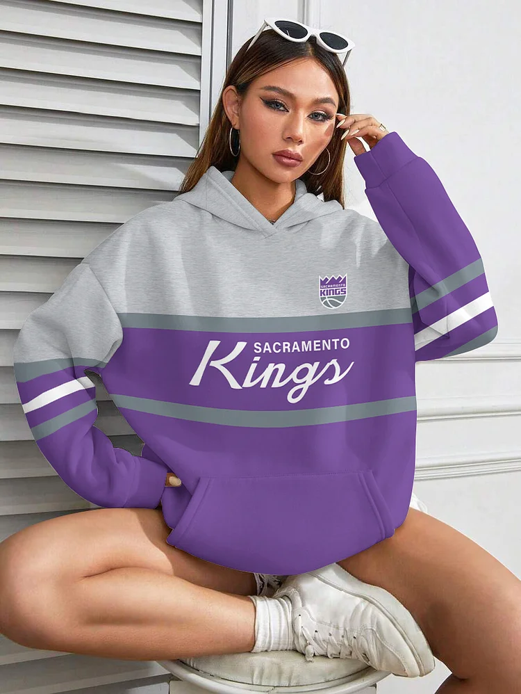 Sacramento Kings Printed Hooded Pocket Pullover Hoodie