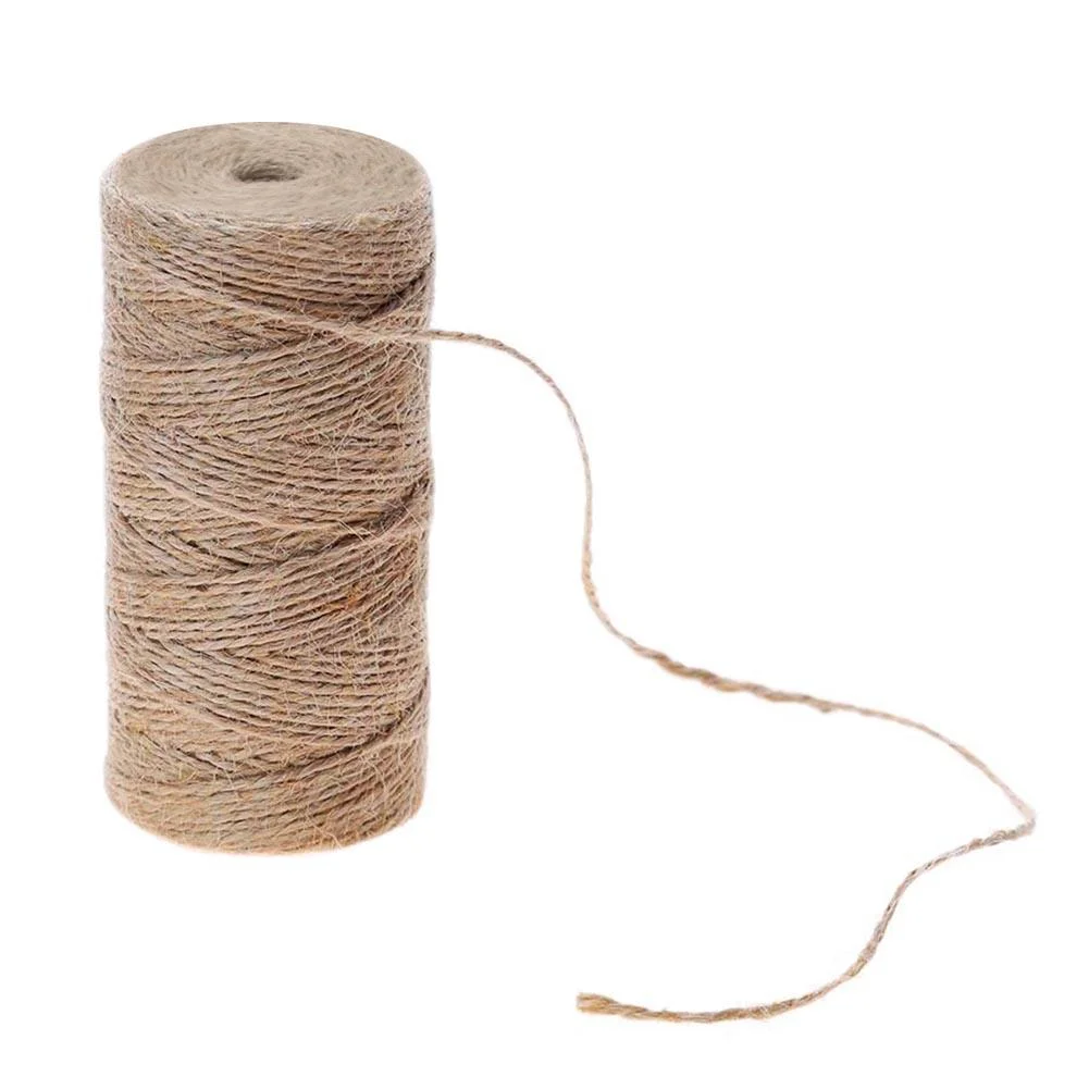 1roll cuerda de arpillera 50/80m cordón de cáñamo para artesanías cuerda de embalaje delgada (50m)