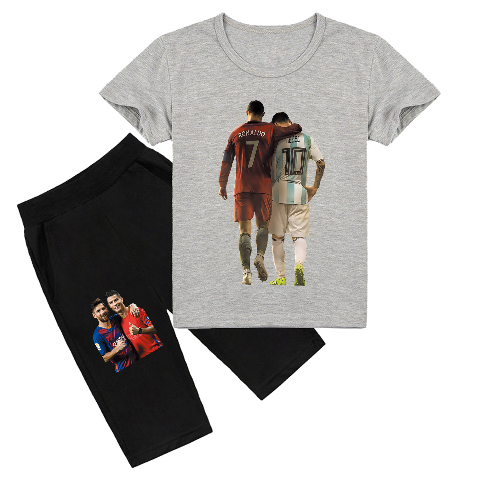 Mayoulove Cristiano Ronaldo Kids' Shorts Set - Unisex Sportswear for Boys  Girls, Trendy Activewear, Soccer Style-Mayoulove