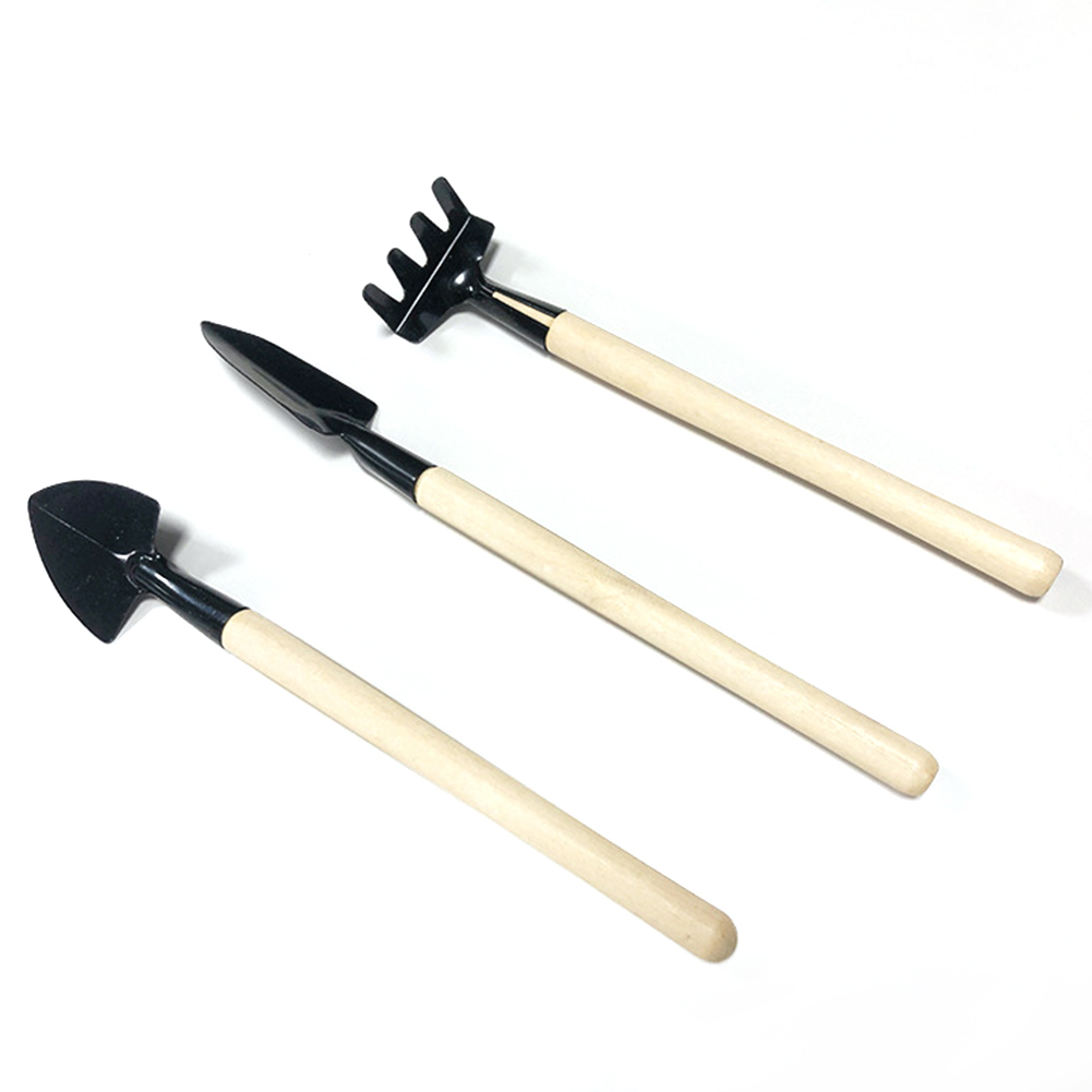 

3pcs Mini Gardening Tools Metal Head Wooden Handle Shovel Rake Spade Set, 501 Original