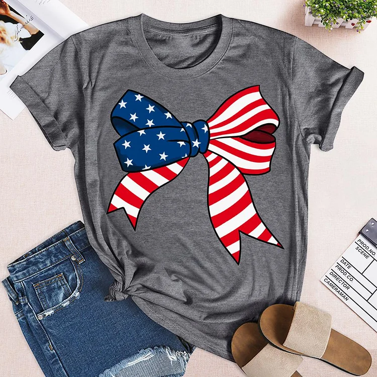 American flag bow independence Day  T-shirt Tee - 02092