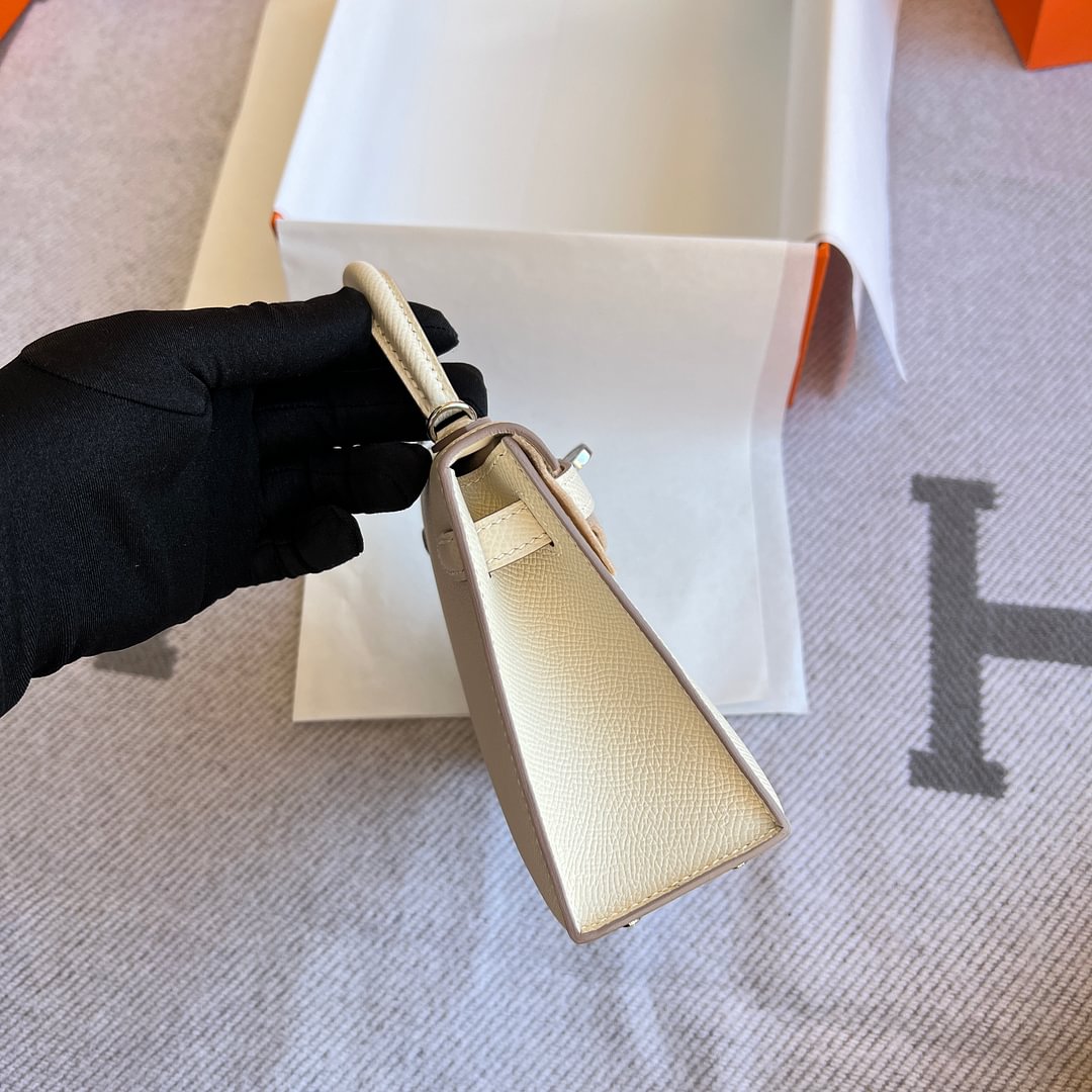 Mini Kelly II Epsom 10 Craie PHW