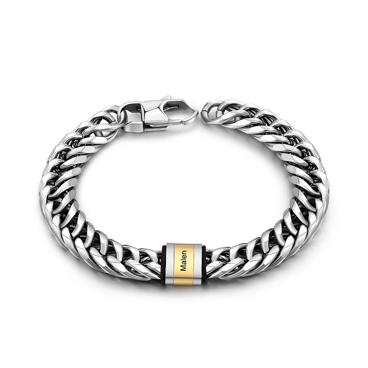 Personalized Cuban Chain Bracelet Custom 1 Name Bead Men's Women's Bracelet