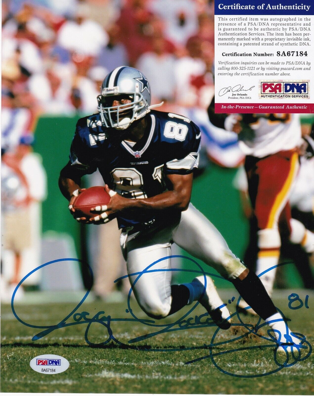 ROCKET ISMAIL DALLAS COWBOYS PSA/DNA AUTHENTICATED ACTION SIGNED 8x10