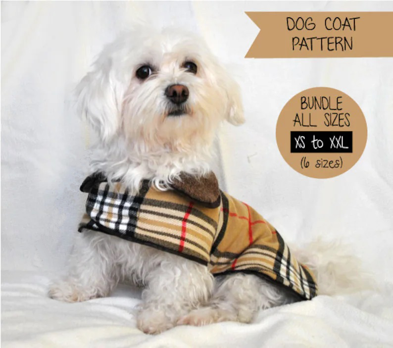 Pdf Sewing Pattern Dog Coat Raincoat Xs L With Tutorial Pdf Sewing Pattern Dog Coat, Dog Rain Coat Sewing Pattern